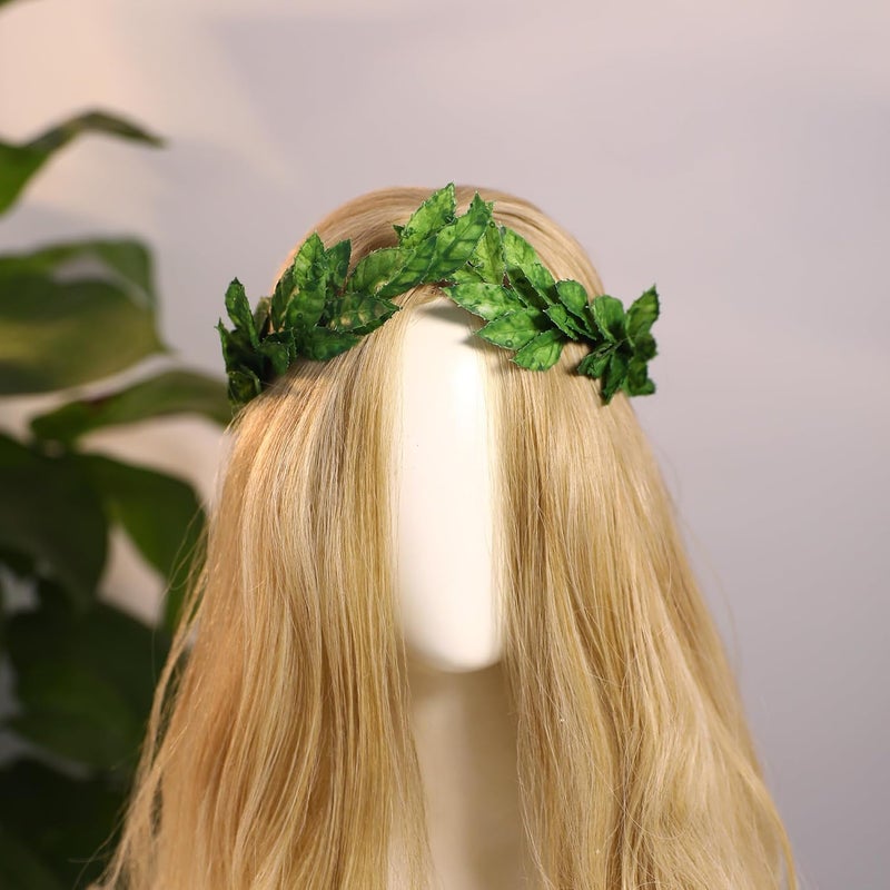 MOSTORY Green Leaf Laurel Crown - Handmade Wooland Greek Leaf Headpiece Forest Emperor Circlet for Men King Adult Renaissance Halloween Renfaire Cosplay Medieval Toga Costume - Image 3